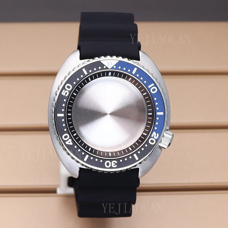 

45mm Stainless Steel Watch Case Rubber Bracelet Sapphire For Turtle Abalone Seiko NH35 NH36 NH38 NH34 4R36 Movements 28.5mm Dial