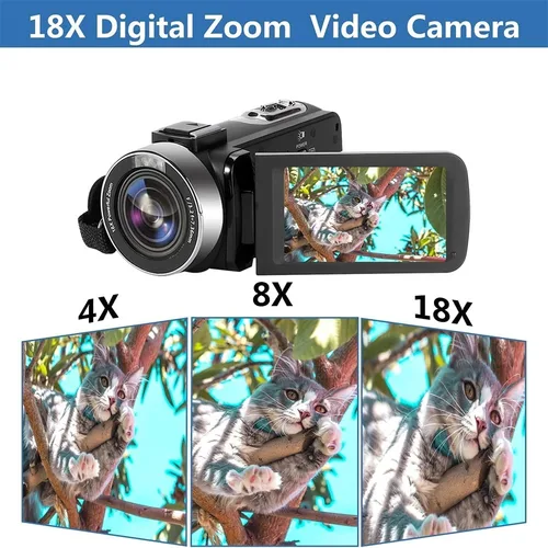 Imagen 2 del producto Cámara de vídeo Profesional 4k para Youtube, transmisión de Likee Ins y Vlog con Zoom Digital 16x, videocámara de visión nocturna infrarroja Wifi