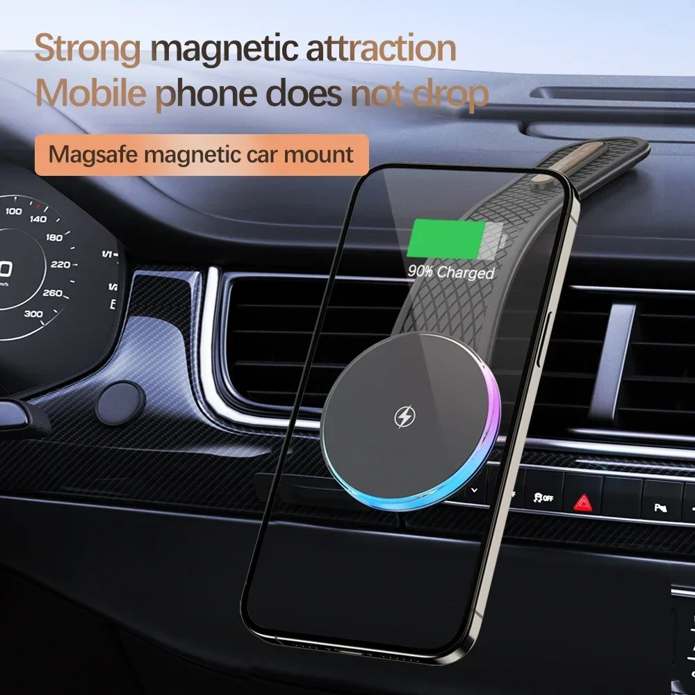 Magnetic Wireless Charger Pad Car Mount Dashboard Sticker Bracket For iPhone 15 14 13 12 Pro Max For Tesla Fast Charging Station