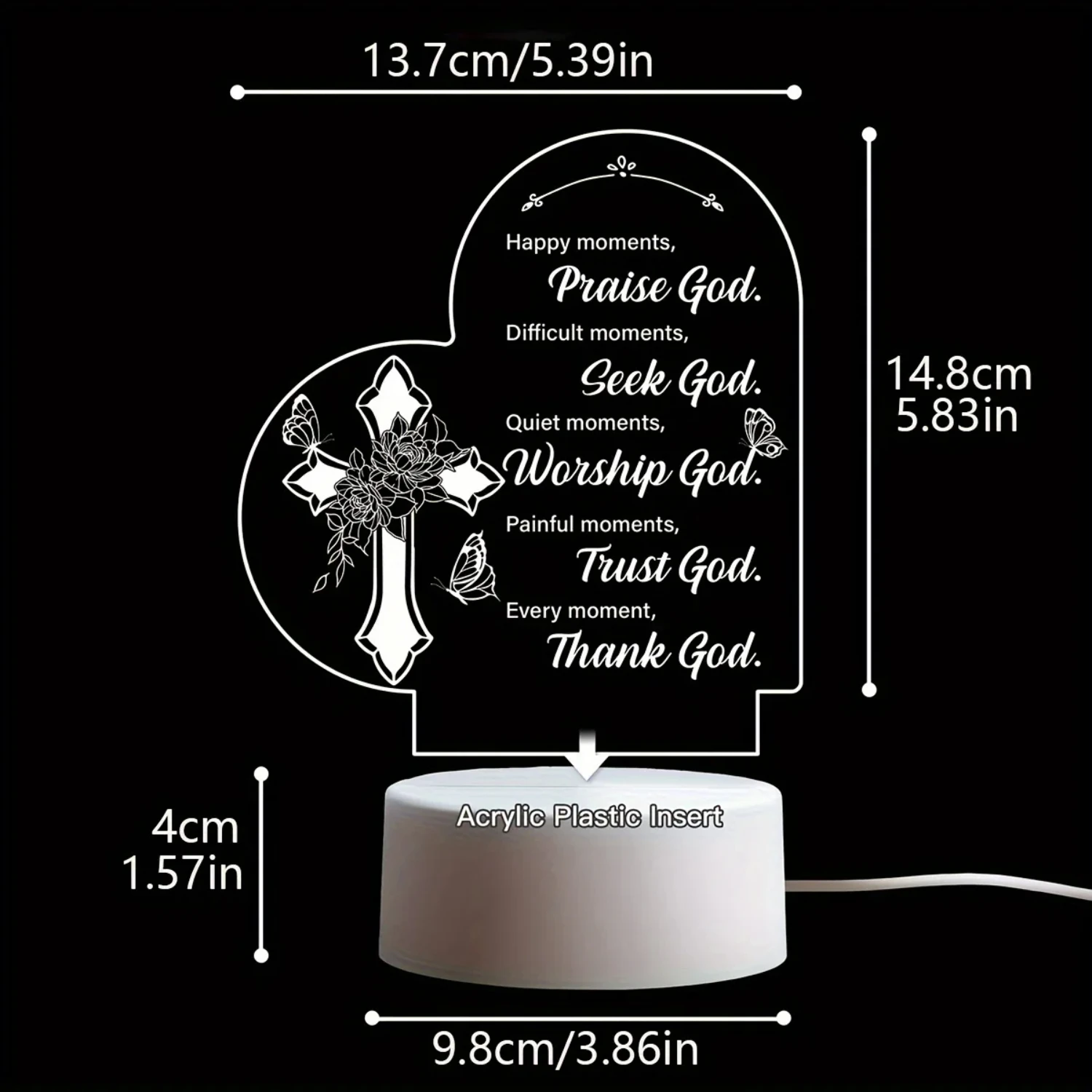 1pc Christian Gifts  Women USB Engraved Night Light,  with Prayers, Christian Praise and Inspiration Gifts