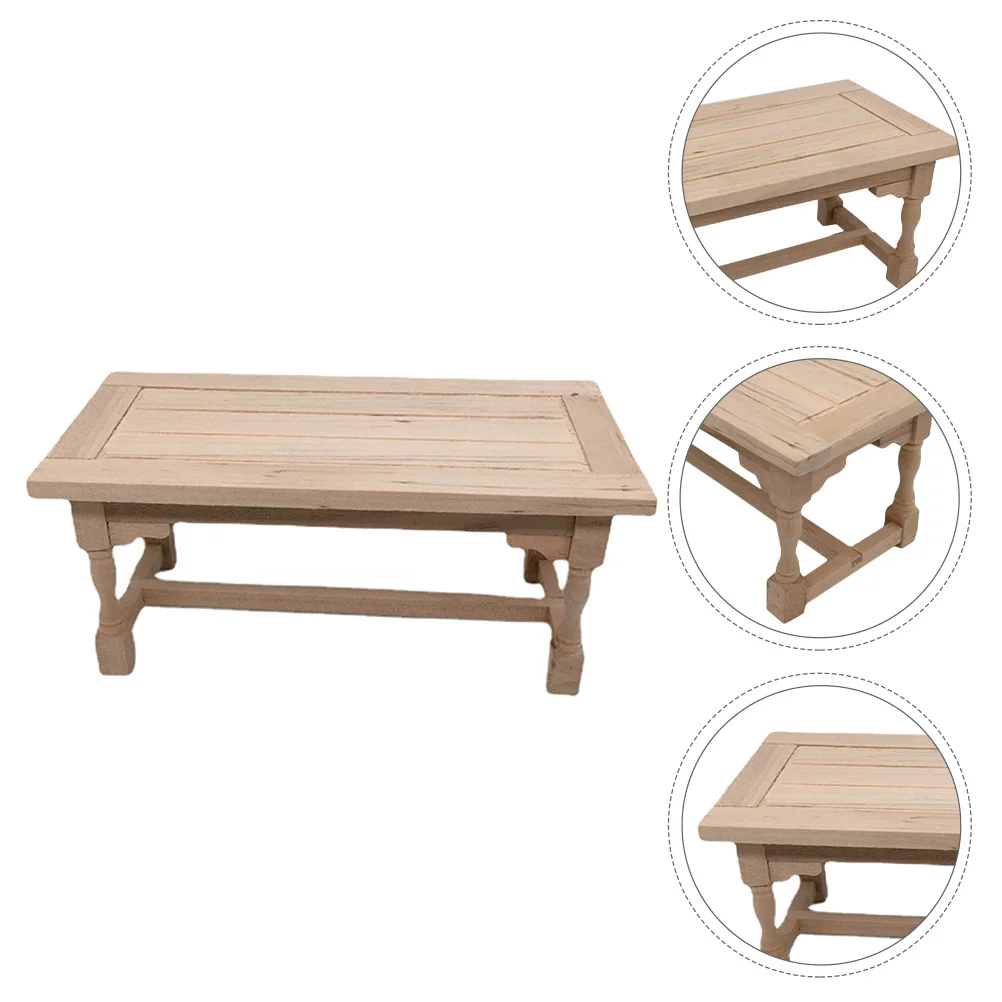 

Мини-необработанный деревянный стол в масштабе 1:12, гладкая отделка, реалистичный набор мебели для кукольного домика, компактный дисплей