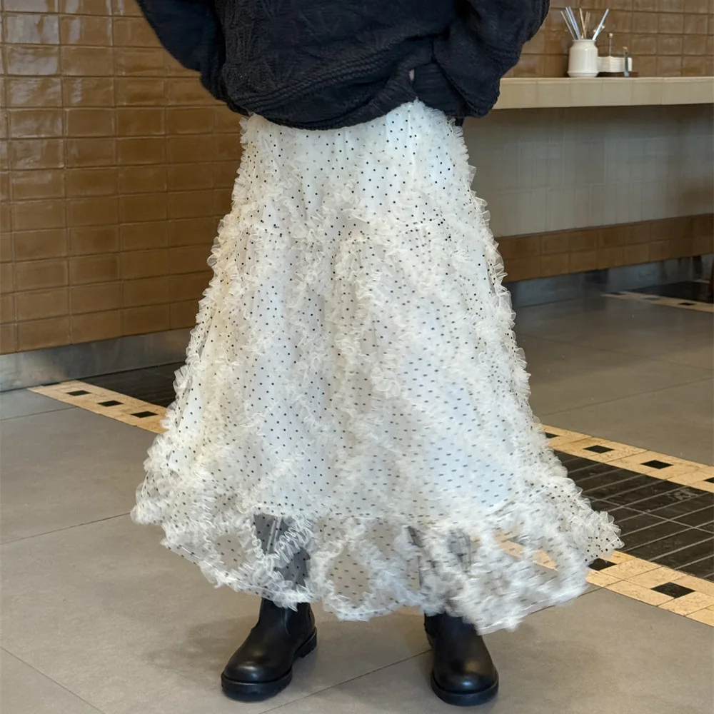 

Girls Skirt 2025 Autumn New Children's Clothing Korean Style Girls Baby Fashion Sweet Twist Yarn Skirt Casual Simple All Match