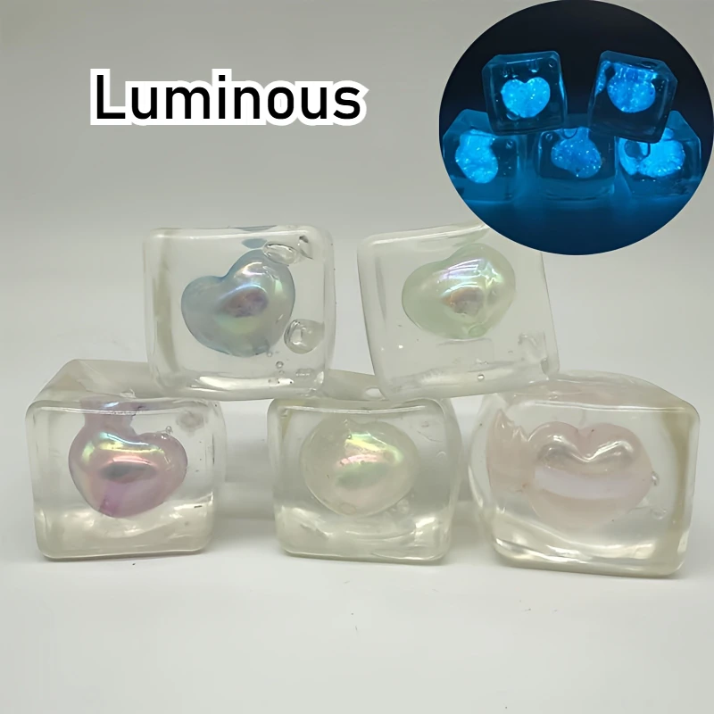 Luminous Heart-shaped Maltose Squeeze Toy Shine At Night Squishy Mochi Decompression Soft Slow Rebound  Toy Christmas Gifts