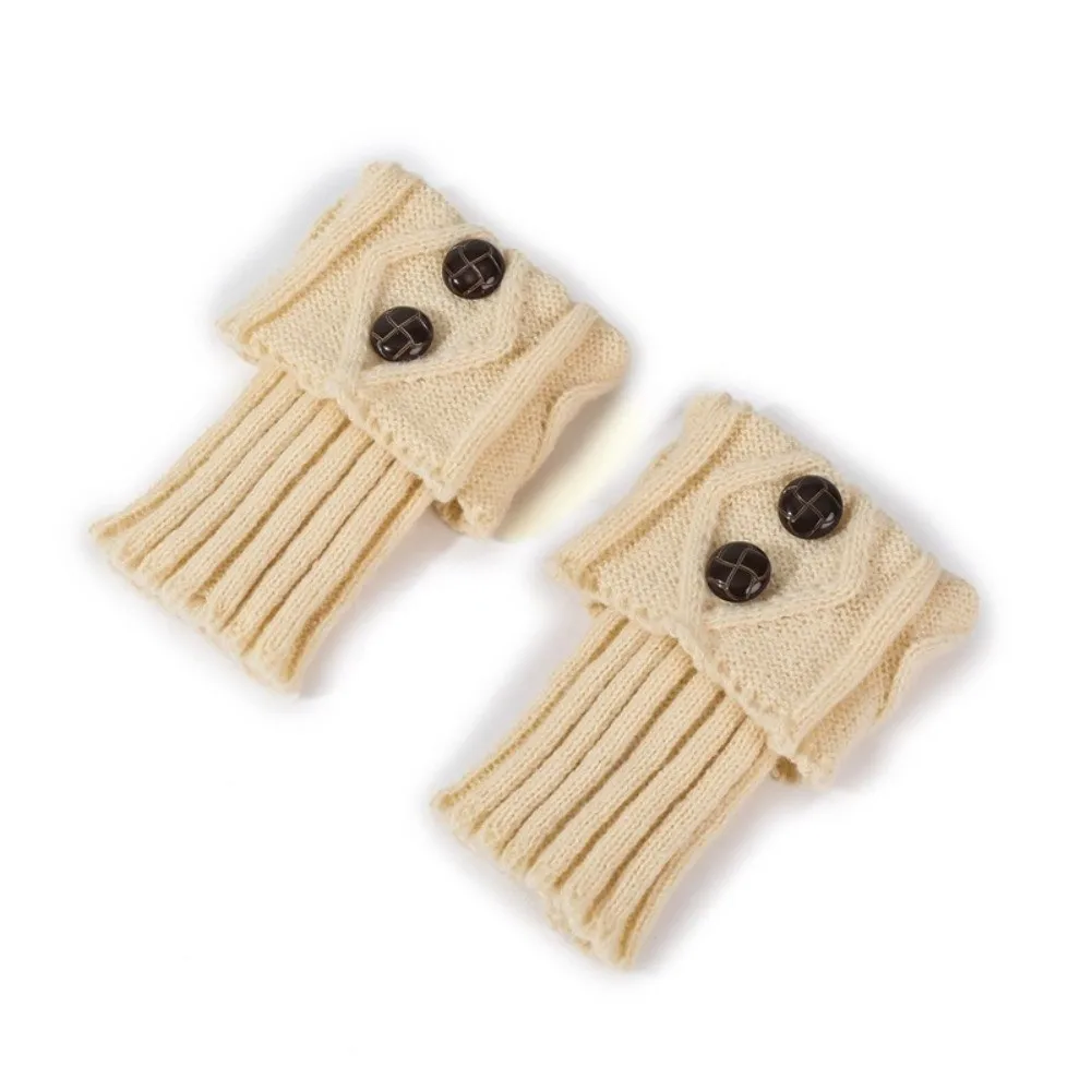 

Fashion Thermal Knitted Leg Warmer Buttons Crochet Loose Short Leg Warmers Pure Color Boot Cover Autumn Winter