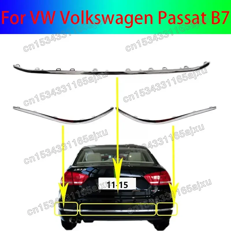 

For VW Volkswagen Passat B7 2011 2012 2013 2014 2015 ABS Rear bumper trim Chrome trim Car styling