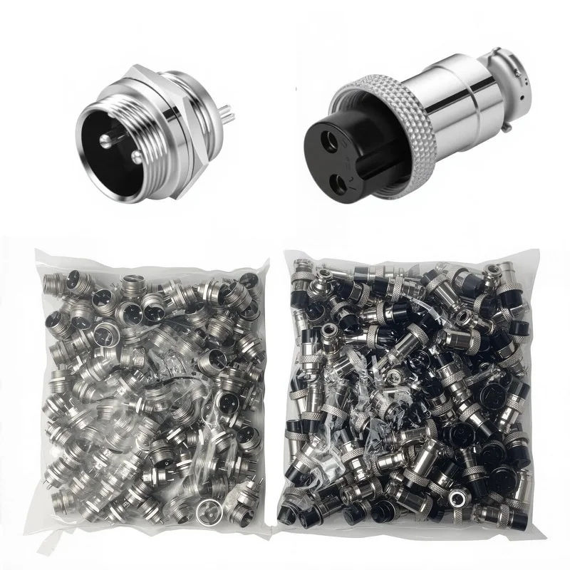 100 Sets GX16 Aviation Connectors 2 3 4 5 6 7 8 9 10 Pin Male Female Panel Mount Plug Socket Solder Wire Bulk Bag Pack Wiring