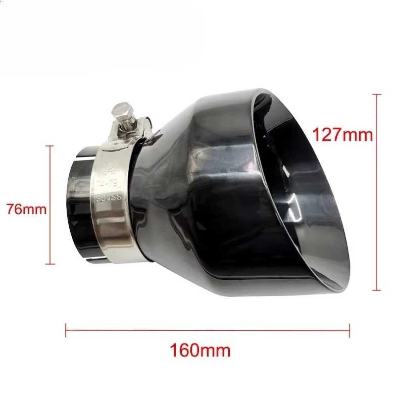 1pcs Universal SS304 Muffler Tips 3" to 5" Black