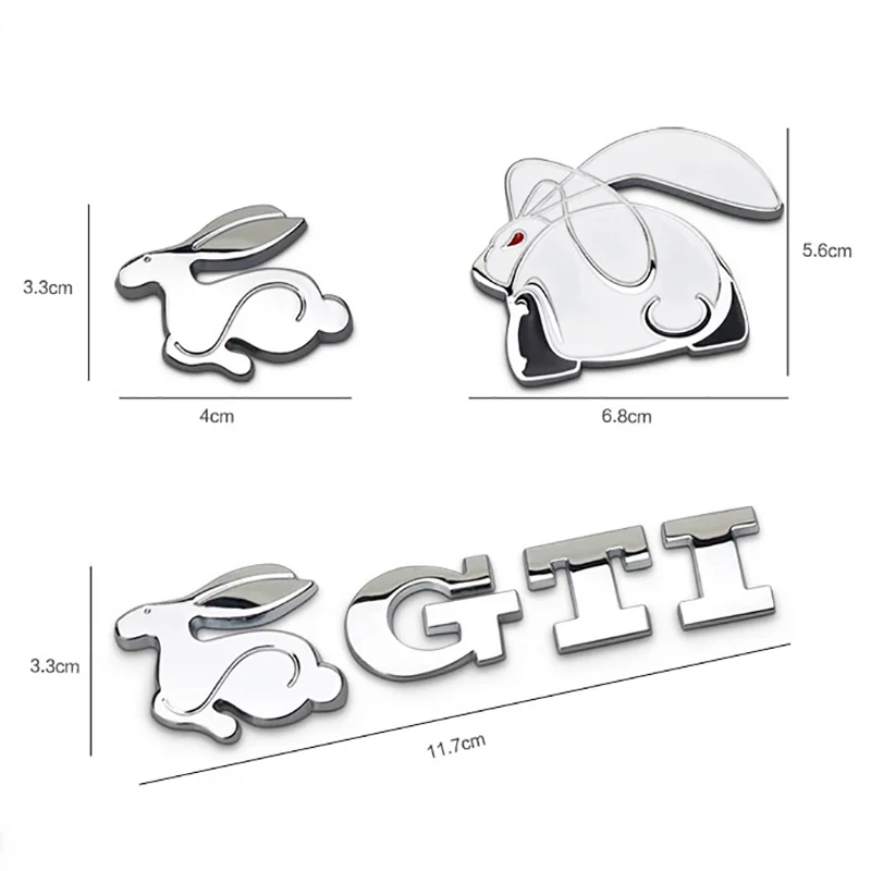 1Pcs Car Accessories Grille Badge Sticker Rabbit GTI Logo Decal For VW GTI Polo Golf Passat  Scirocco Jetta Tiguan Beetle Touran