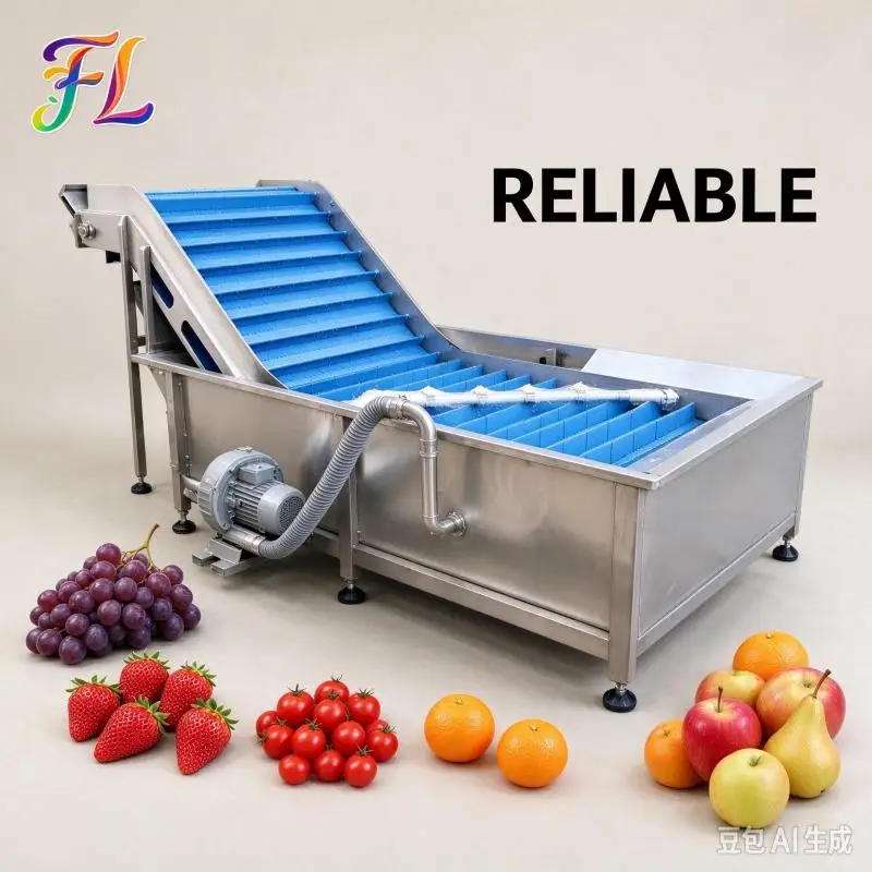 Fruit & Vegetable Washing Machine Automatic Vortex Cleaning Equipment Ozone Sterilization Large Capacity Food Processing Use