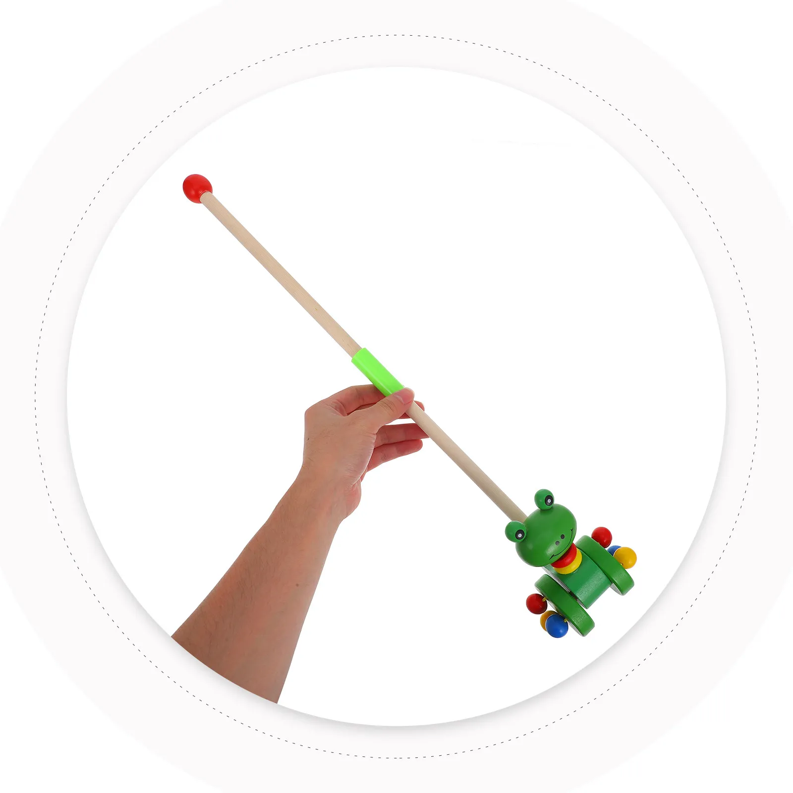 Carrinho de Bebê de Madeira para Primeira Infância, Design de Sapo em Cartoon, Carrinho Educativo para Crianças