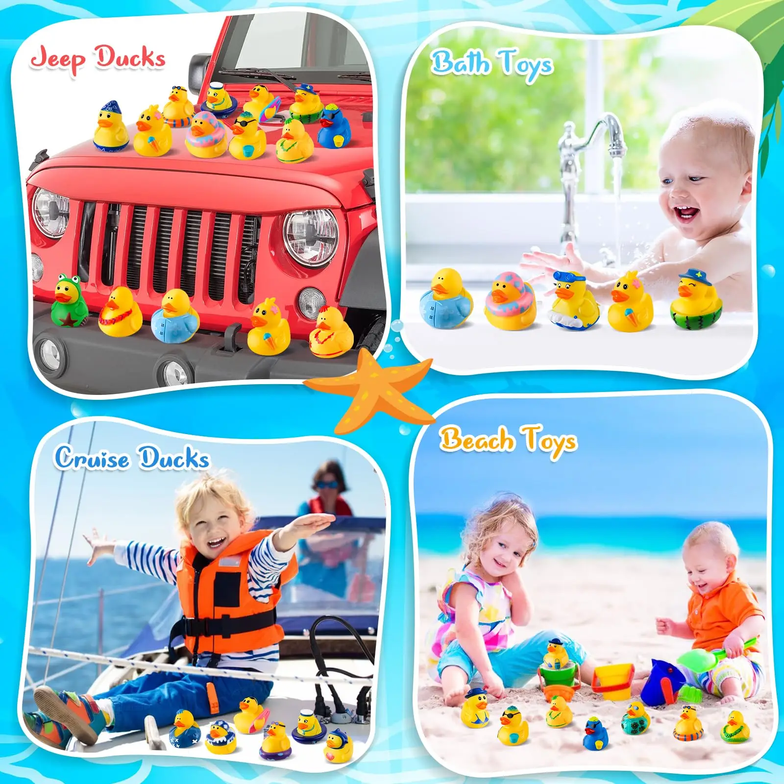 Paquet de 24 canards en caoutchouc d'été avec sac, canards Jeep pour canard, jouets de plage assortis pour jeux Jeeps Duckies, cadeaux d'été, prix
