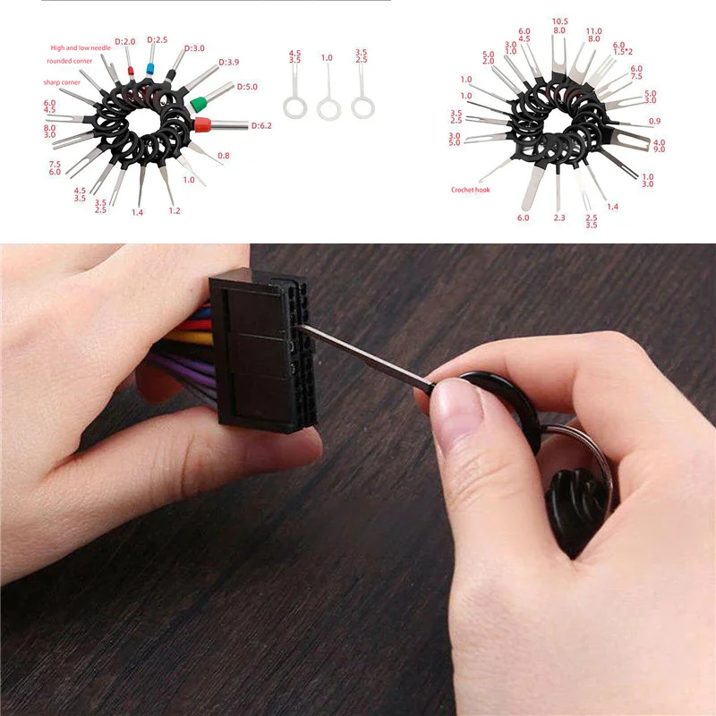 41PCS Car Terminal Removal Maintenance Tool Set Pin Extraction Tool Connector Puller for Car Terminals Disassembly Hand Tools