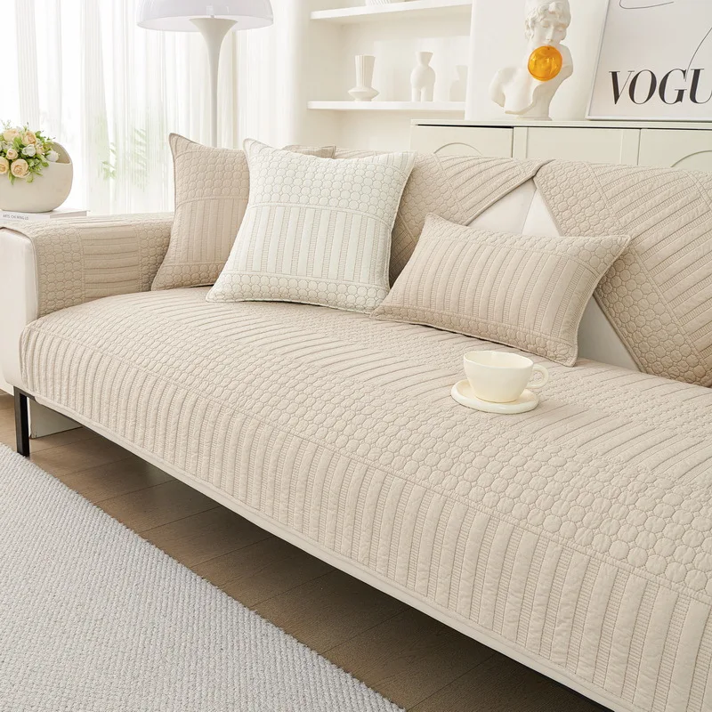 Jacquard Combination Sofa Cushion Full Moon Tree Chenille Sofa Mat Non-slip Solid Color Couch Four Seasons Universal Sofa Cover