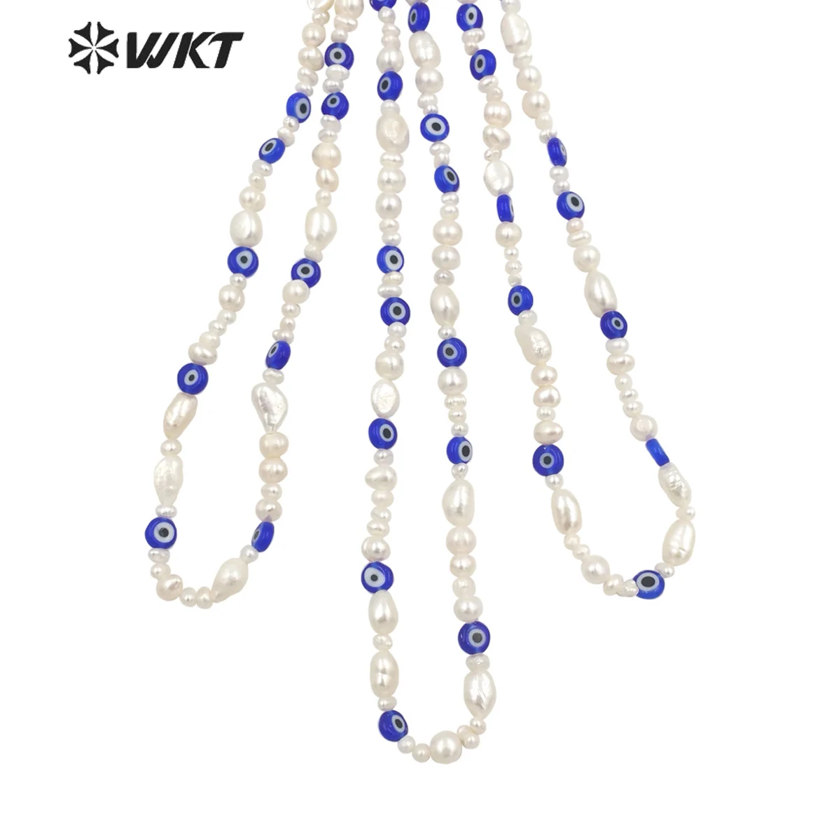 

WT-JN209 Wholesale fashion Blue ceramic and irregular Freshwater Pearl women necklace Gorgeous pearl necklace for dinner party