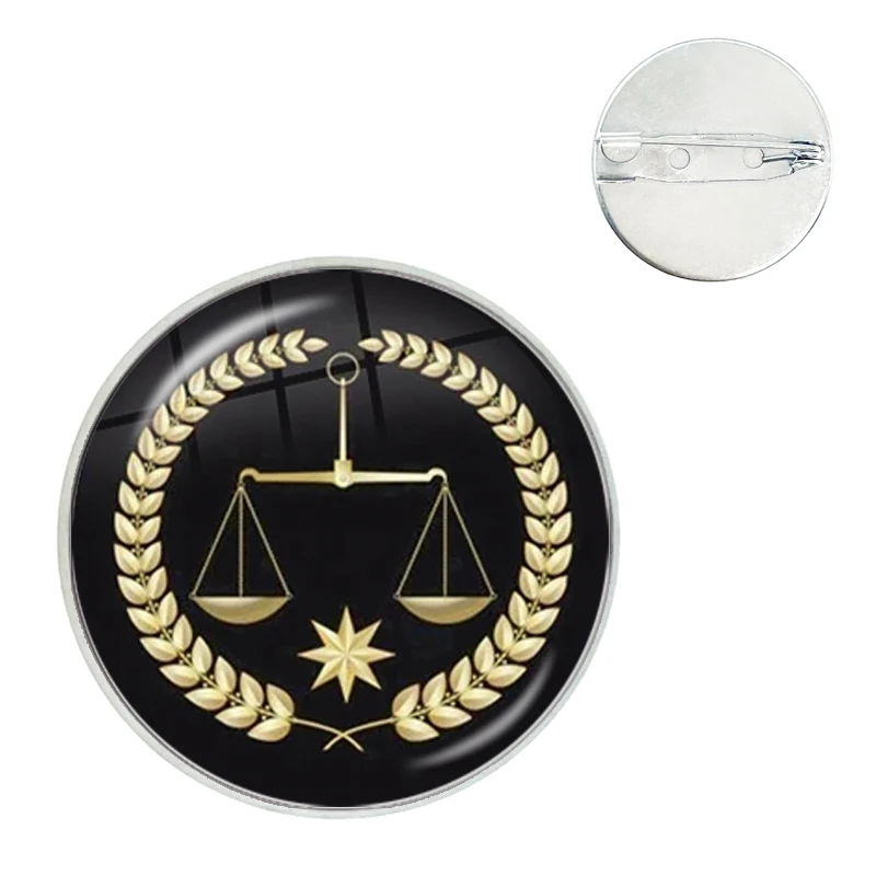 New Lawyer Unique Justice Referee Glass Dome Brooches Shirt Lapel Bag Cute Badge Cartoon Pins For Clothes Hat Accessories