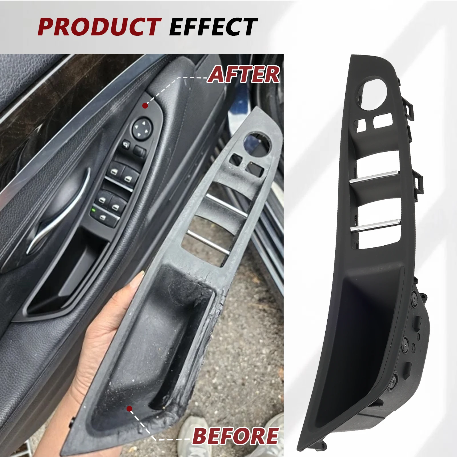 Left Hand Driver Side For BMW 5 series F10 F11 2010-2017 Black Car Interior Inner Door Handle Panel Pull Trim Cover 51417225873 view 5