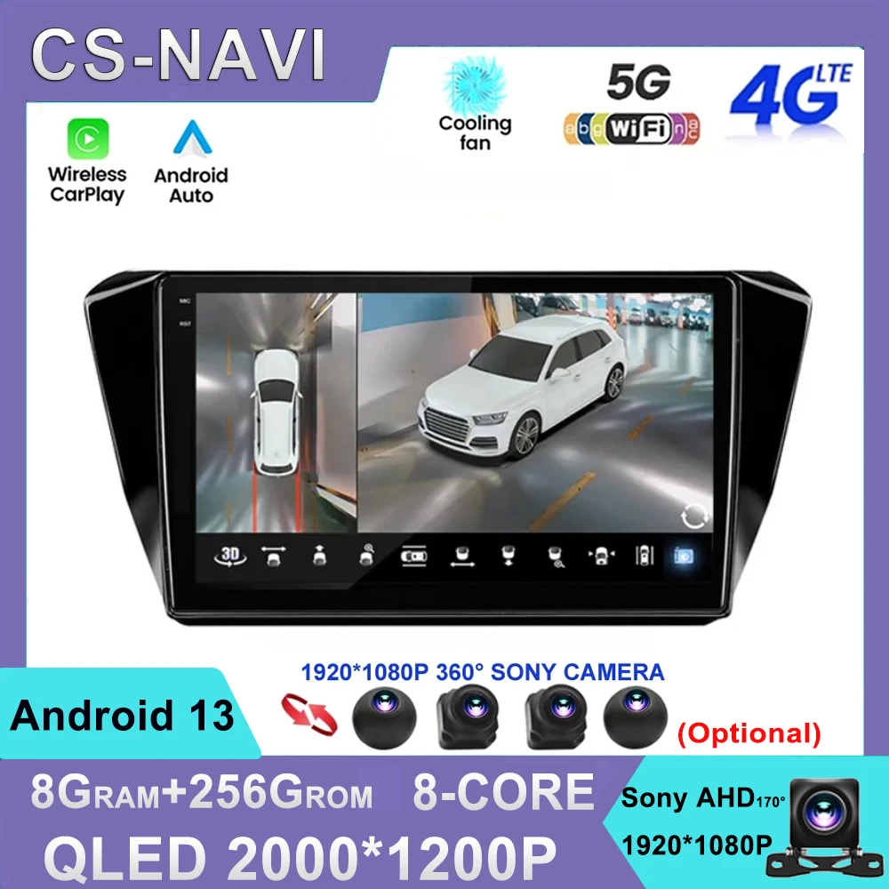 

For Skoda Superb 3 2016 Android13 Car Stereo Radio GPS Multimedia Player Navigation Carplay Auto 4G DSP No 2din WIFI QLED Sreen