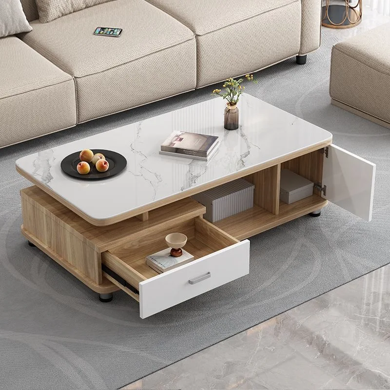 لائحة طاولة القهوة الخشبية الصلبة بسيطة الحديثة الشاي شقة صغيرة ضوء غرفة المعيشة المنزلية الفاخرة عالية القهوة #2