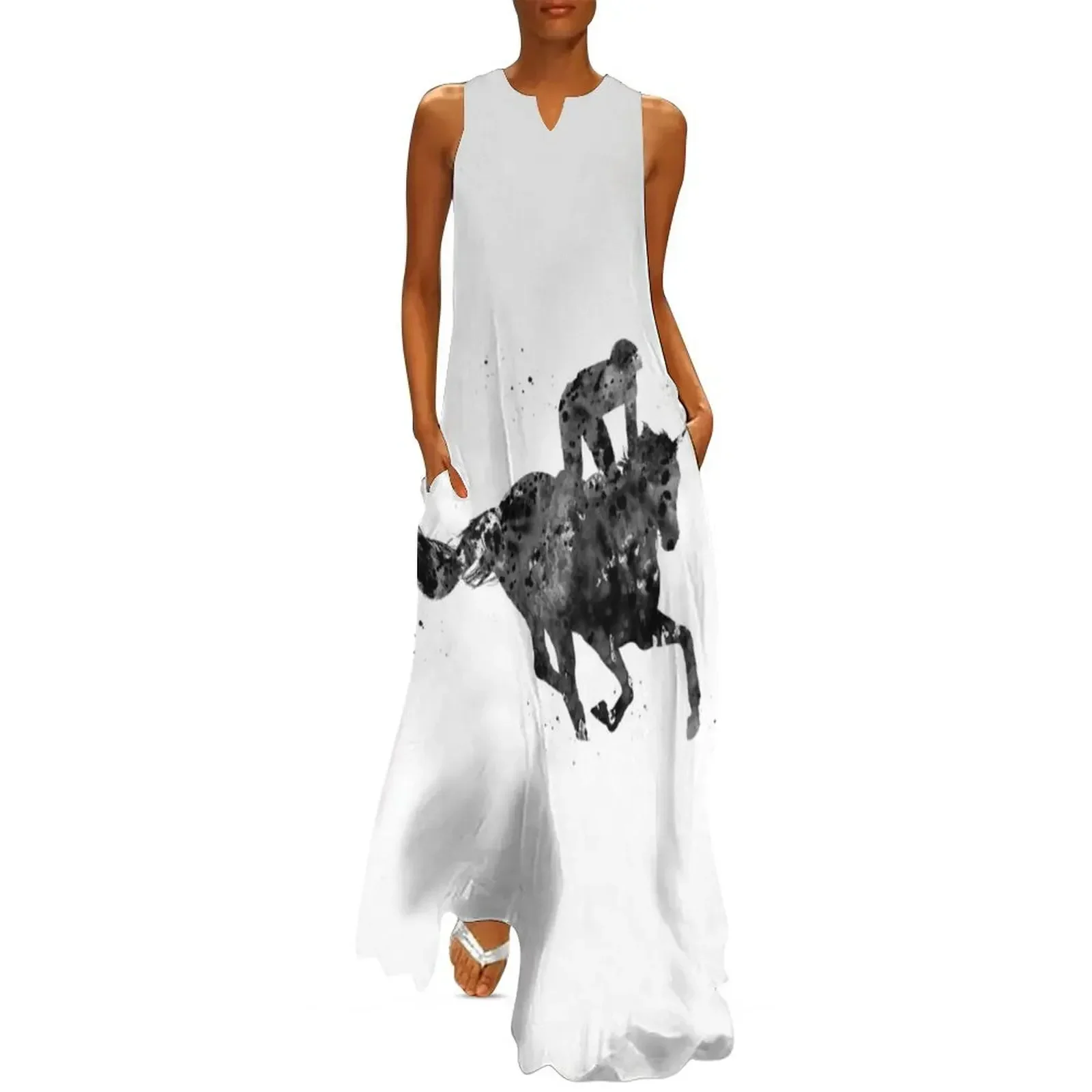

Horse Racing Long Dress Women's summer dress beach dresses evening dresses ladies luxury dress