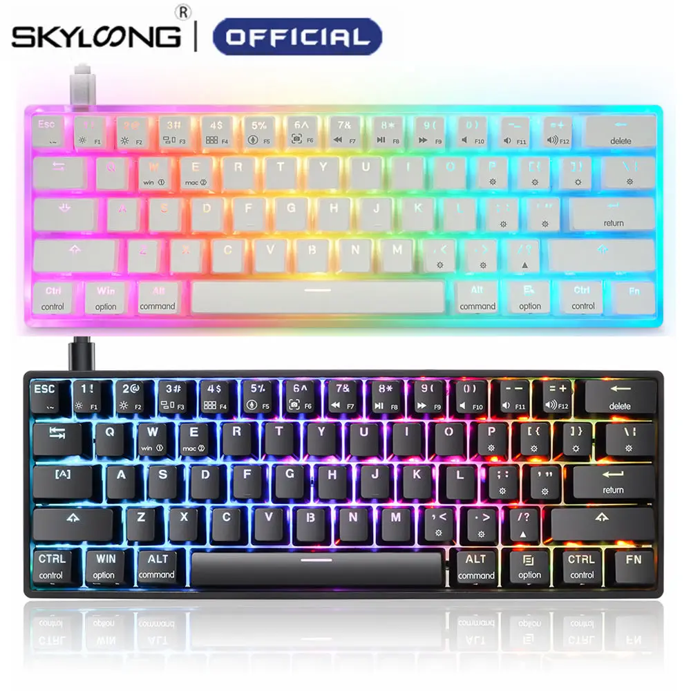 SKYLOONG GK61 Mechanical Keyboard 60% SK61 Optical Hot Swappable RGB Mini Bluetooth Wireless Gaming Keyboards for Gamers Desktop