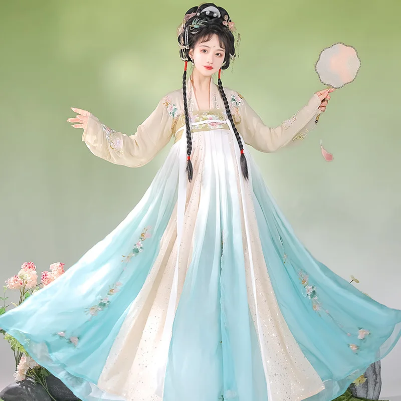 

Embroidery Female Fairy Elegant Hanfu Ancient Tang Dynasty Princess Chinese Traditional Cosplay Costume Classic Folk Dance Dress