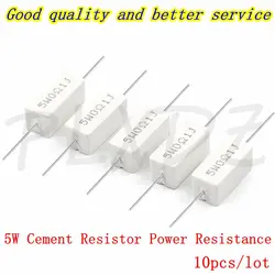 10pcs 5W 5% Cement Resistor Power Resistance 0.01R ~ 100K 0.5R 1R 10R 100R 0.22 0.33 0.5 1 2 5 8 10 15 20 25 30 100 1K 10K ohm