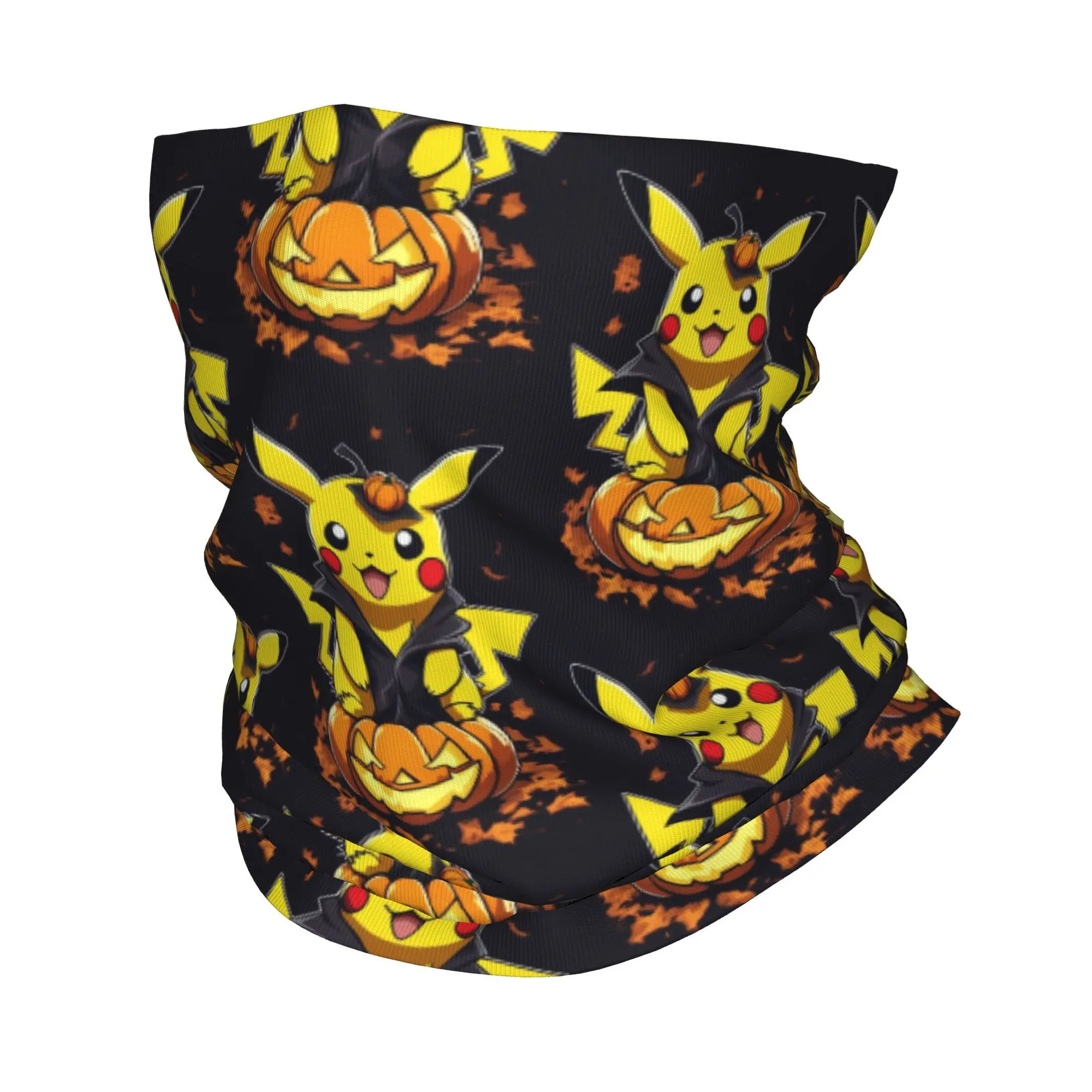 Custom P-Pikachues Halloween Pumpkin Winter Headband Neck Warmer Men Women Hiking Camping Tube Scarf  Face Bandana Gaiter