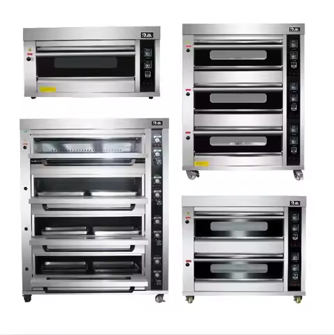 For professional small gaz gas and Electric baking bread single Double deck baker pastry oven bakery equipment with steam
