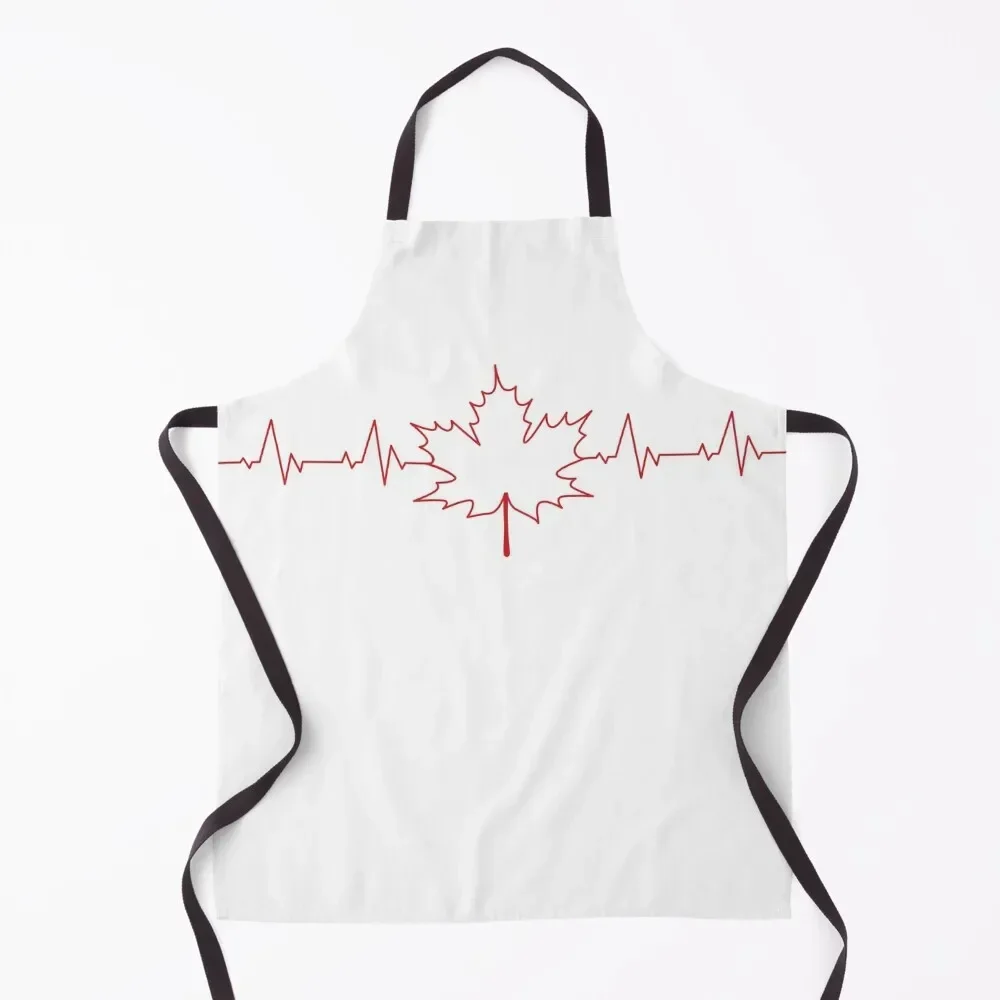 

I Love Canada Maple Leaf Heart Beats Design the Canadian Flag Icon - Red Apron For Home Accessories waterproof for women Apron