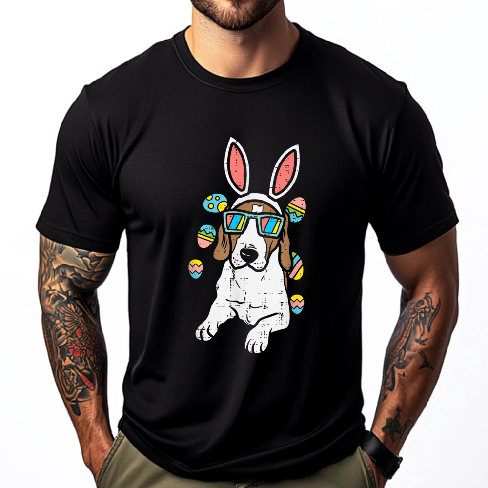 

Beagle Bunny Ears Glasses Eggs Cute Easter Dog Owner Lover Funny Tshirts Men's T-Shirts Tee Shirt Clothes Luxury Tee Group