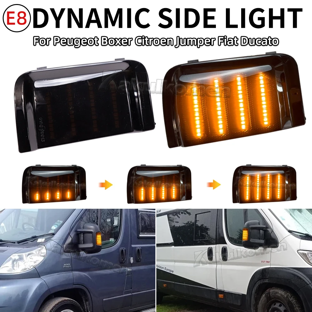 LED Dynamic Amber Side Mirror Turn Signal Lights for Fiat Ducato Citroen Jumper Relay Peugeot Boxer RAM Promaster Car Styling
