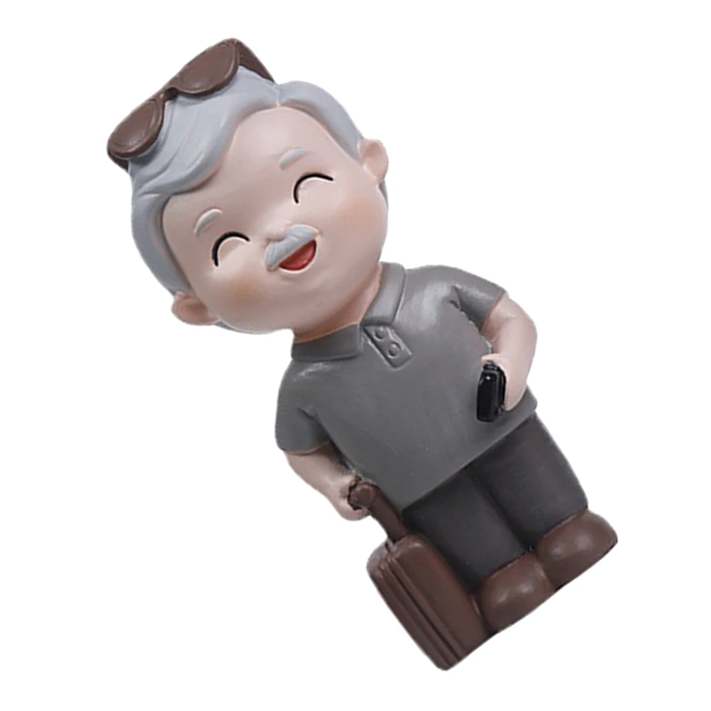 

Cute Resin Elderly Figure Craft Cake Decor Desktop Car Interior Micro Landscape Ornament Cake Cartoon Ornament
