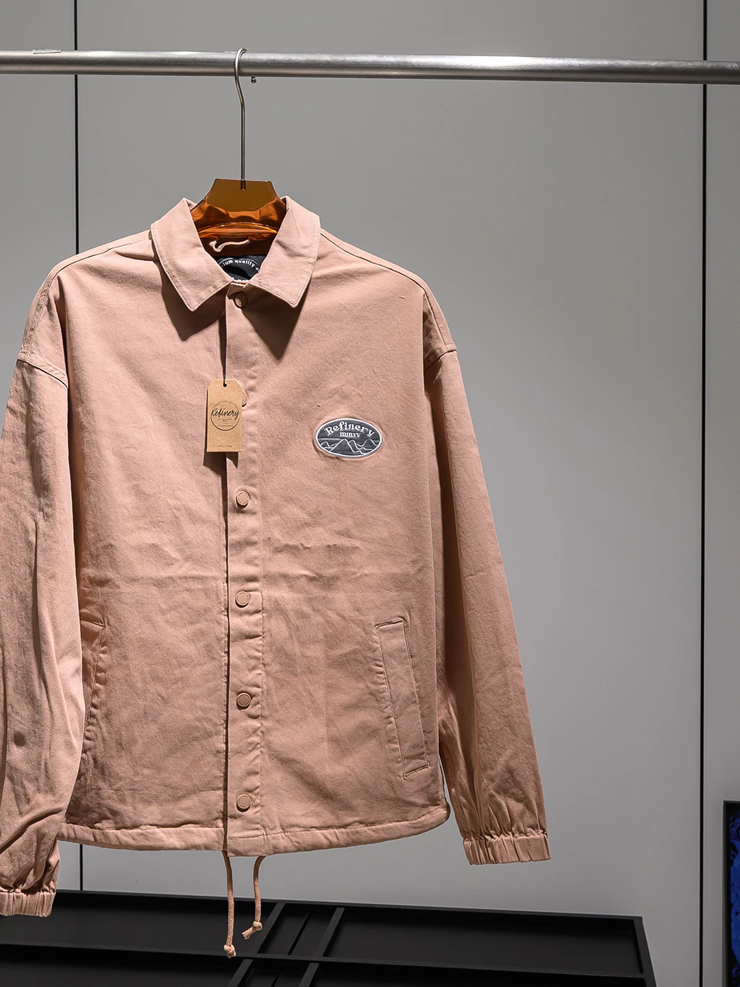 

Trendy American Workwear Men's Spring Washed Elastic Embroidered Shoulder Patch Collar Jacket Coat Casual Style Long Sleeve