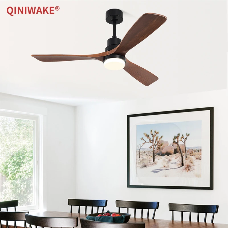 QINIWAKE 42/52 inch Ceiling Fan with Light 3‑Blade DC BLDC Silent Ceiling Fan Lamp Remote Control Indoor Living Room Bedroom