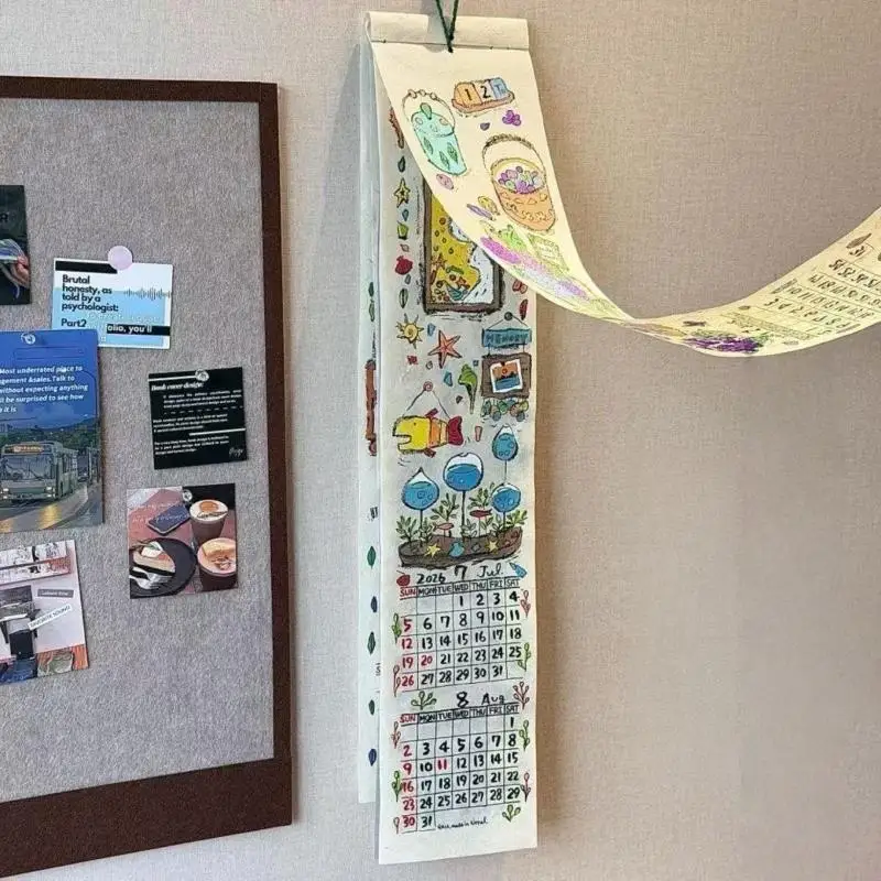 

1Pcs Flower Graffiti Illustration Page Flip Calendar 2026 Nepal Calendar Pendant Creative Decorative Ornament Gift For Friends