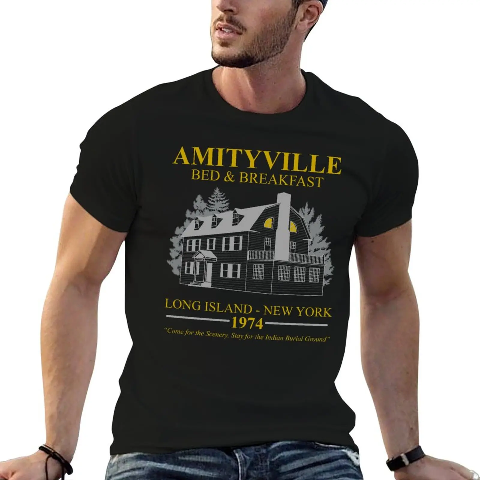 Amityville Bed and Breakfast T-Shirt Simple Line Art Print Tee