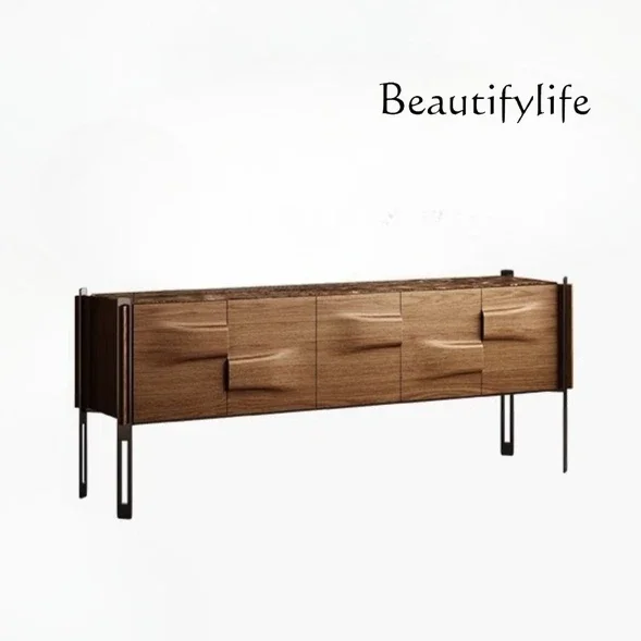 

Italian minimalist marble dining side cabinet Modern minimalist light luxury entrance villa living room wall storage tea cabinet
