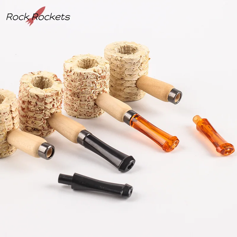 R&R 10Pcs Disposable Corn Shape Smoking Pipe Natural Corncob Herb Tobacco Pipes Cigarette Filter Pipes Tools Smoke Accessories