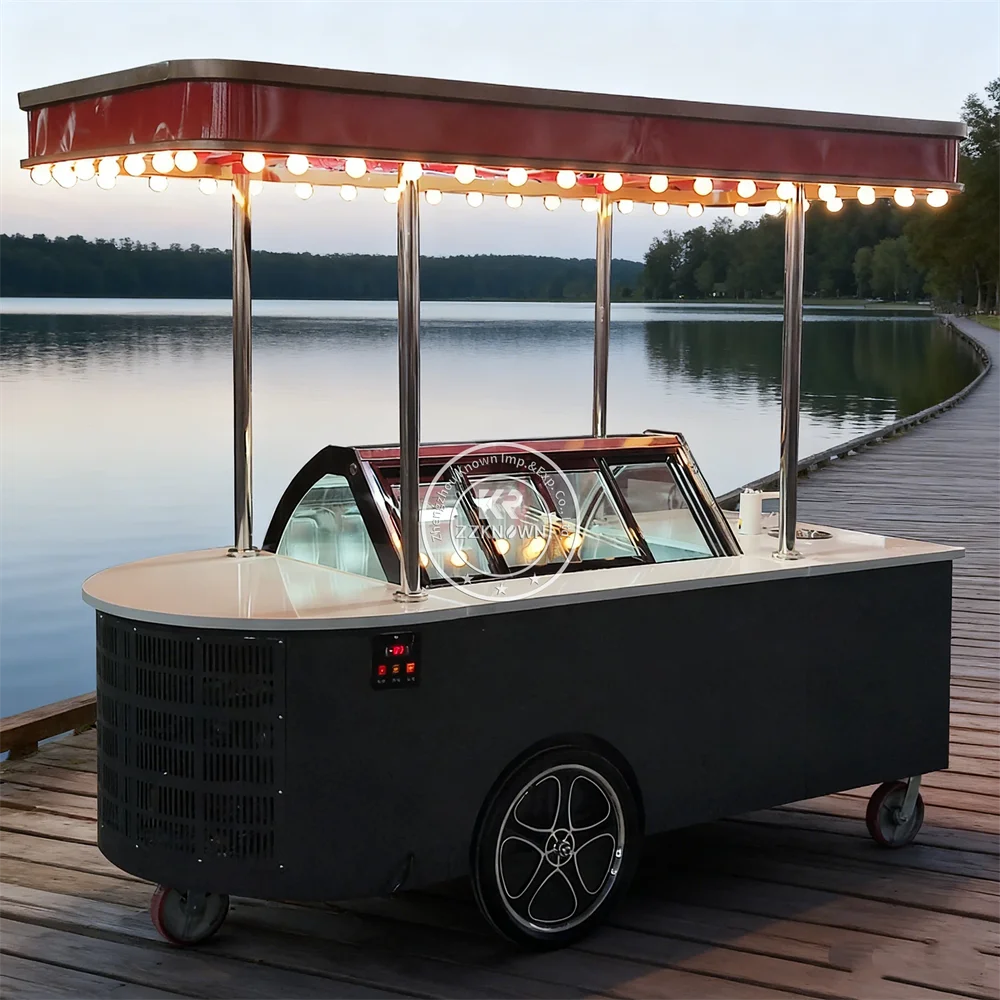 

New Popular Outdoor Event Hand Push Ice Cream Mobile Dessert Cart Street Ice Cream Vending Bike Cart For Sale