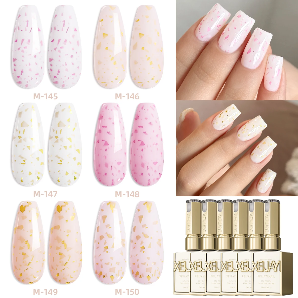 6 pçs 15ml creme esmagamento diamante gel conjunto colorido semi permanente arte do prego imersão uv led salão de beleza diy gel do salão de beleza para spr