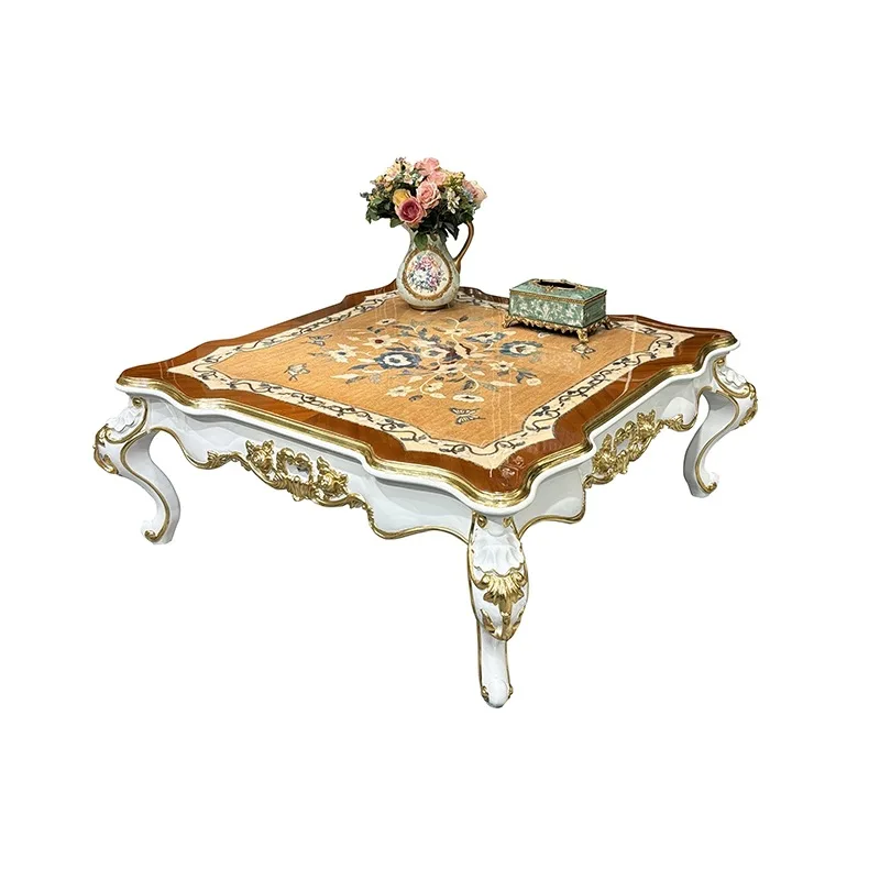Coffee Table Solid Wood Retro Light Luxury for Living Room for Small Apartment Sturdy Construction, Living Room Center Table