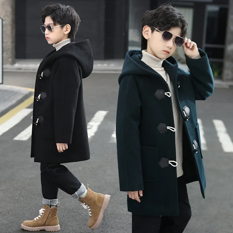 

2025 Khaki Thicken Plus Velvet Winter Autumn Cotton Children's Clothing Girls Wool Coat Jacket Outerwear
