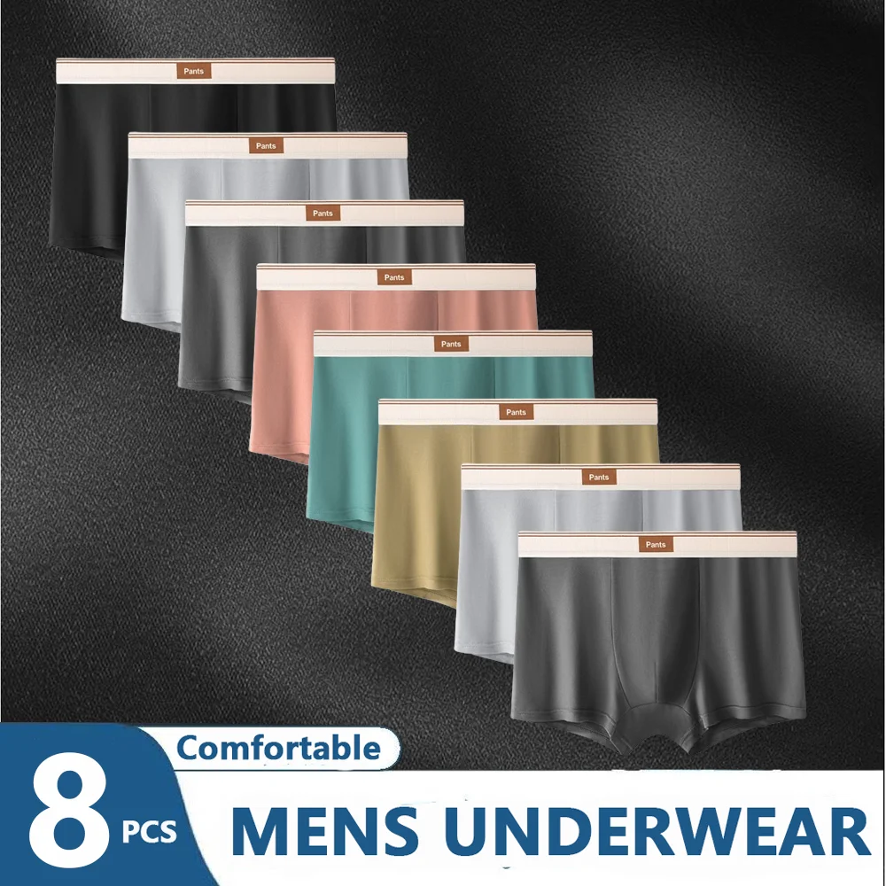 

8Pcs Men's Underwear Hombre Panties Boxershorts Comfortable Breathable Soft Underwear Sexy Underwear Solid Color Boxer Shorts