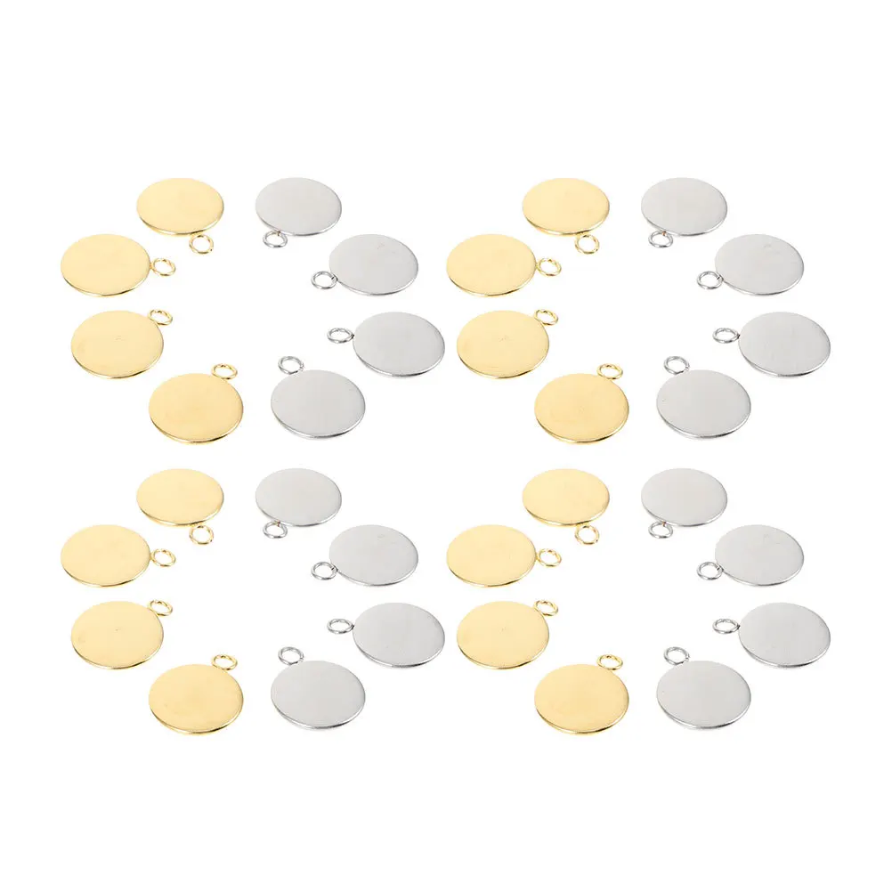 

50pcs Gemstone Base Pendant Trays Stainless Steel Diy Jewelry Making Craft Blank Settings For Necklace Bracelet Earrings Pendant