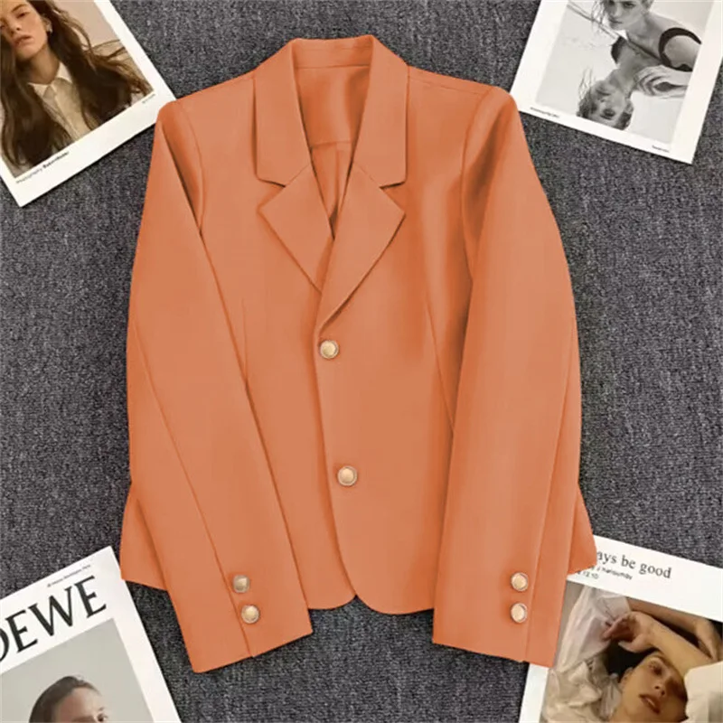 

Elegant Office Lady Short Blazers Women 2025 Fashion Long Sleeve Single Button Blazer Coats Female Top Suit Jackets Outerwears