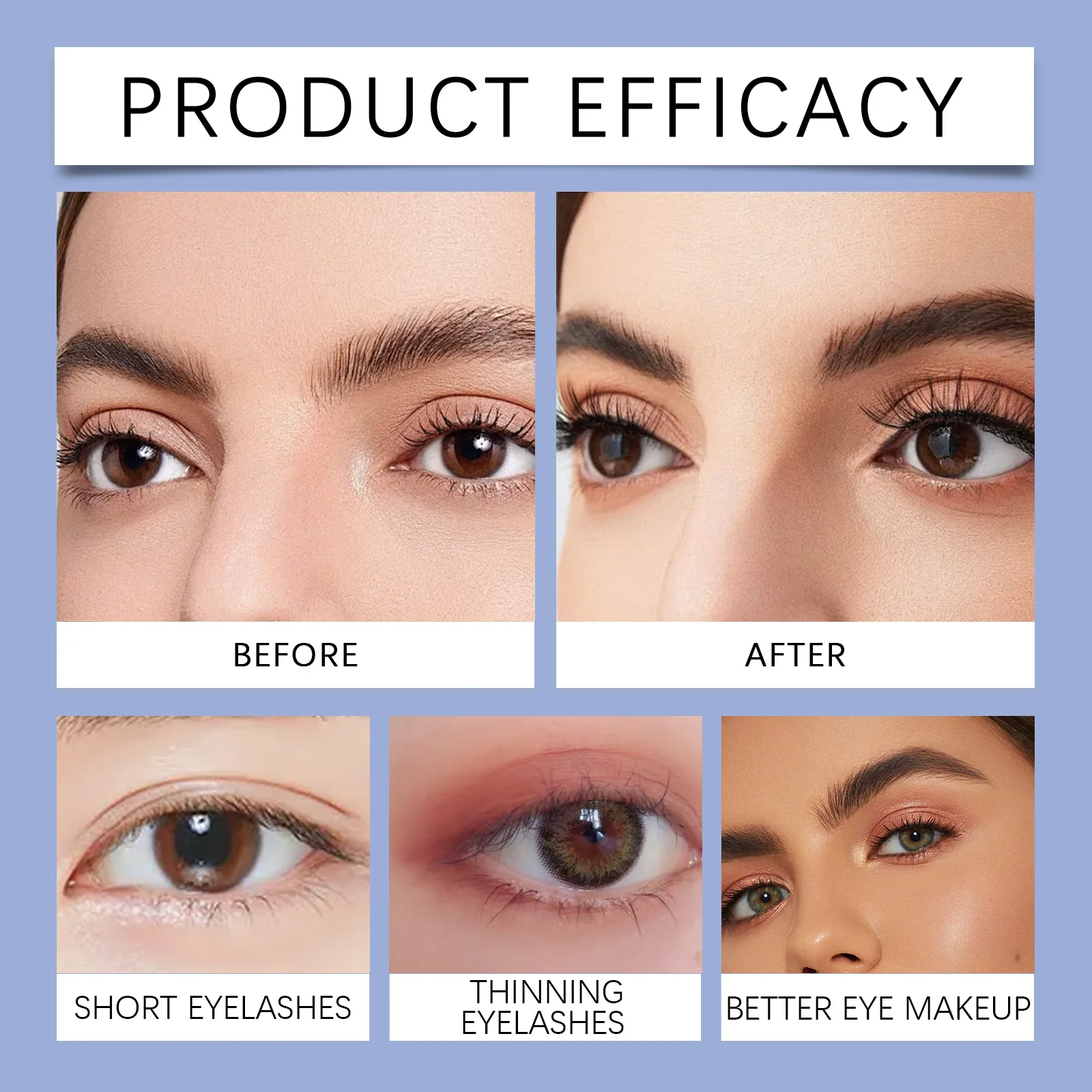 Siero per la crescita rapida delle ciglia per sopracciglia Allungamento Curling Ispessimento Impermeabile Trucco per ciglia unisex delicato a lunga durata