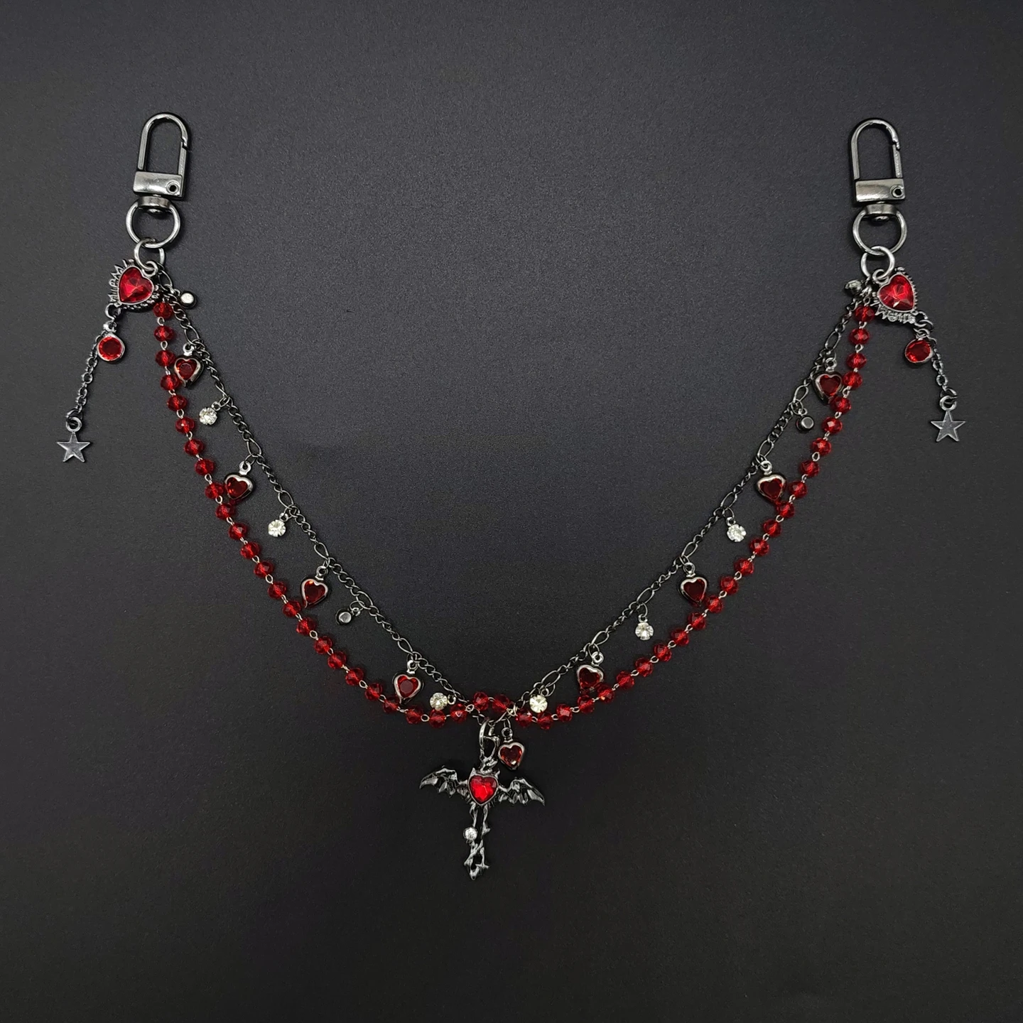 Adjustable Detachable ITA Bag Double Chain Post-Punk Gothic Pendant DIY Bag Decorative Chain Pain Bag Charm Fashion Waist Chain