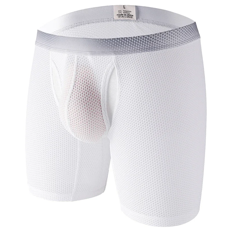 

Men's Solid Knit Boxer Shorts Advanced Cooling Anti Chafing Sport Long Leg Underwear Active