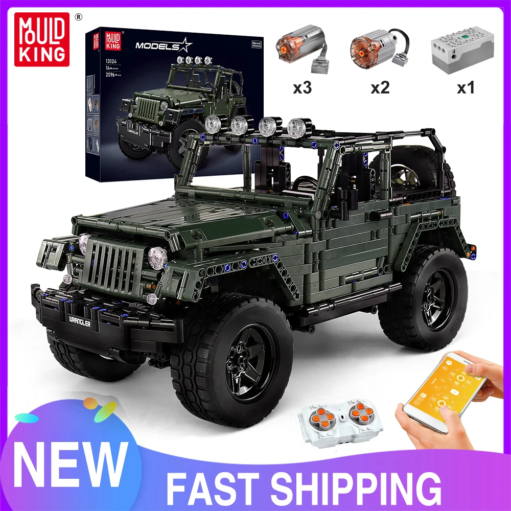 MOULD KING 13124 Technical Car Toys The MOC-5140 RC Motorized Wrangler Rubicon Model Building Blocks Bricks Kids Christmas Gift