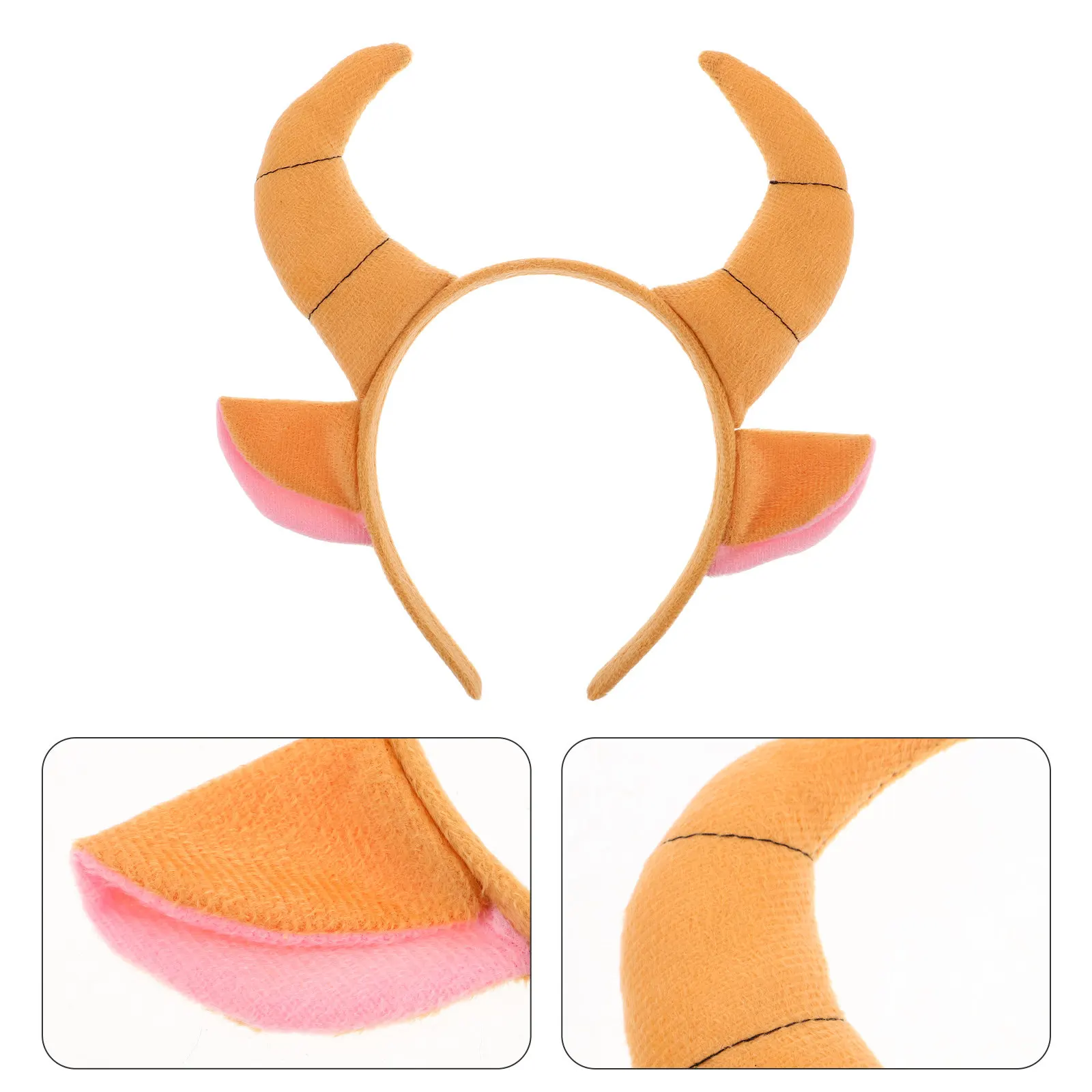 

Cute Bull Horns Headband Soft Comfortable Hair Hoop for Girls Boys Dress Up Carnival Cosplay Costume Festival Birthday Party